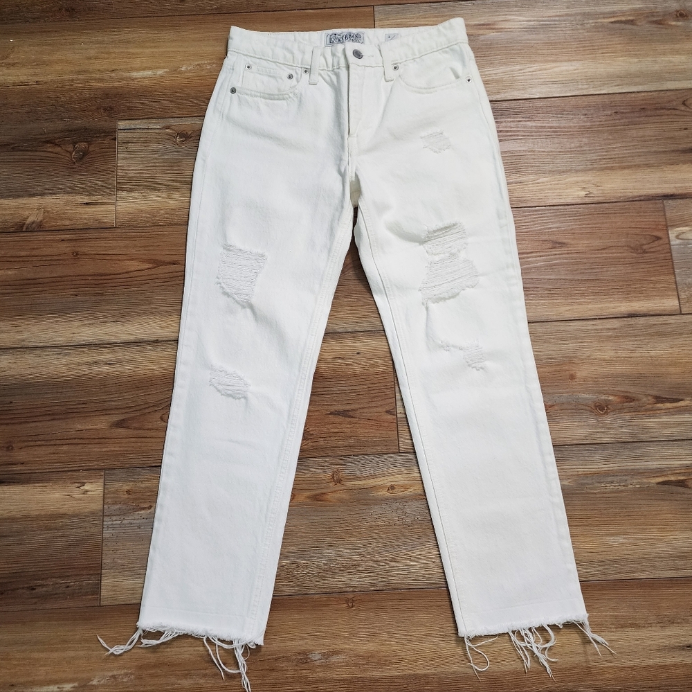 Lucky Brand Jeans Women's 2 Off-White Sienna Slim Boyfriend Denim